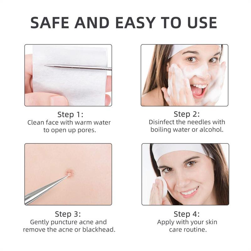 DUcare 9 Pcs Acne Blackhead Remover Comedone Extractor Acne Removal Kits with Metal Case For Forehead, Nose, Face Skin Care Tool