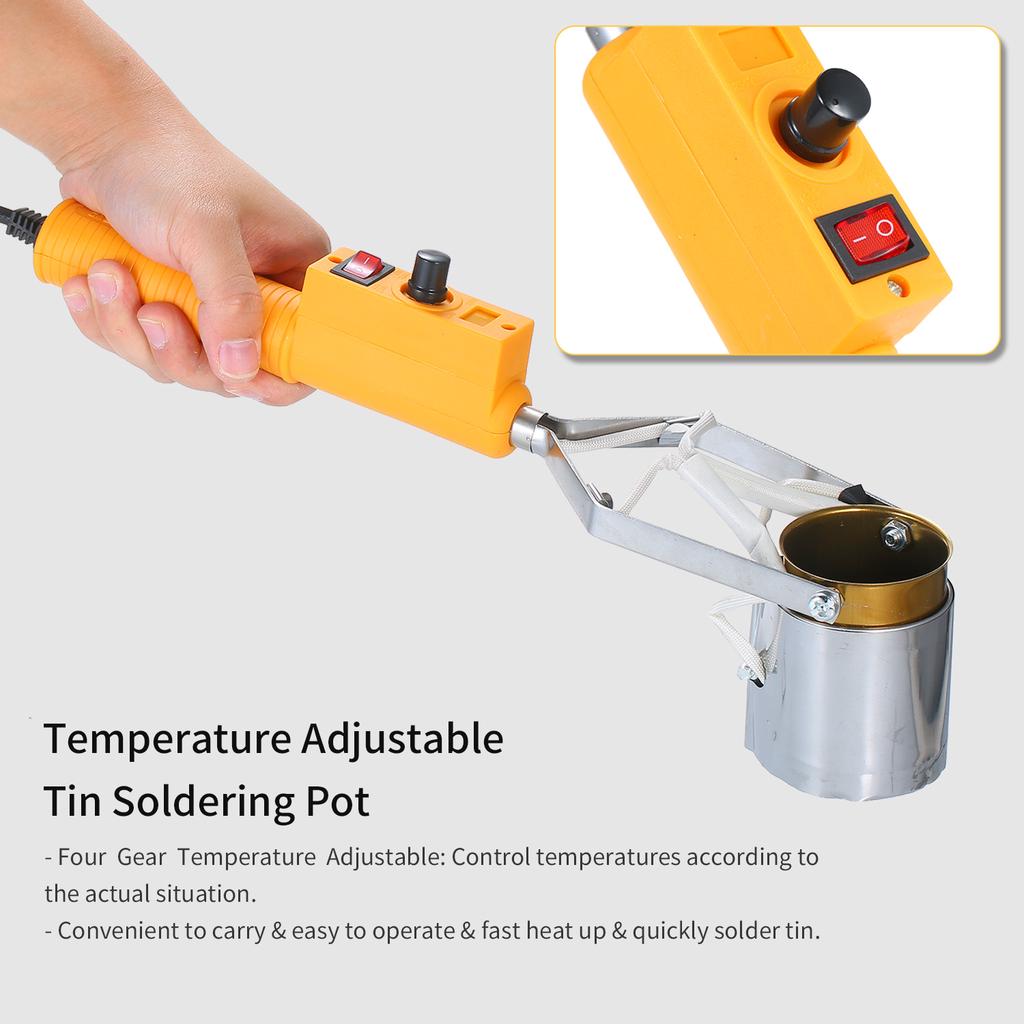 Portable Titanium Alloy Tin Furnace Temperature Adjustable Tin Soldering Pot High Power Tin Melting Furnace Small Tin Dipping Furnace