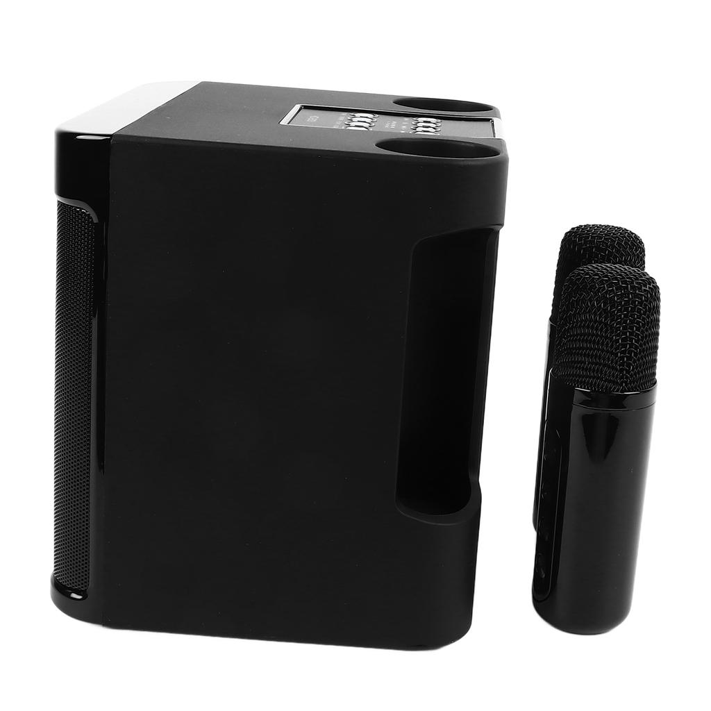 Маленький караоке-аппарат, перезаряжаемый портативный Bluetooth-динамик с микрофоном, черный для дома