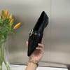 Женские роскошные балетки с металлической цепочкой, балетки с короткими каблуками, повседневные туфли на высоком каблуке, новые модные женские туфли с острым носком на низком каблуке