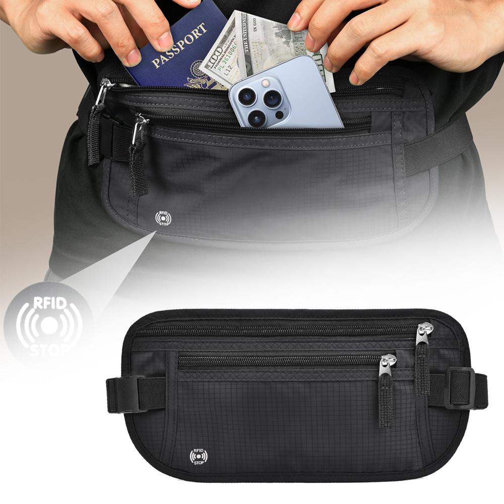 Дорожная поясная сумка Обложка для паспорта с защитой от кражи RFID Тонкий дорожный кошелек для женщин и мужчин