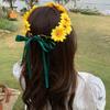 Realistic Sunflower Garland Headband Bohemian Crown Headpiece Tiaras Flower Hairband Women Wedding Party Accessories
