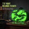 Indoor Halloween Atmosphere Lighting Glow-in-The-Dark Pumpkin, Spooky Wooden Pumpkin Ornament, Black Cats Luminous Ornament Bats Ghosts Silhouette
