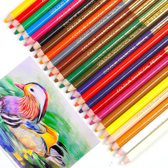 24 шт. цветные карандаши, профессиональные художественные карандаши для рисования, набор цветных карандашей для начинающих художников, школа