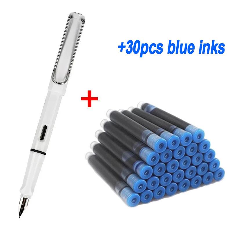 0.38mm Fountain Pen Set with 30 Ink Refills School Students Supplies Kawaii Stationery Caligraphy Pen for Writing