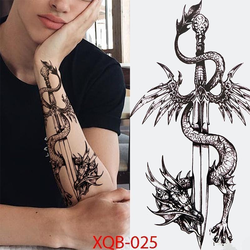 1PCS Tattoo Temporary Men Fake Sleeve Tattoo Stickers Tiger Wolf Lion Tattoo Arm Body Art Fake Tattoo Men