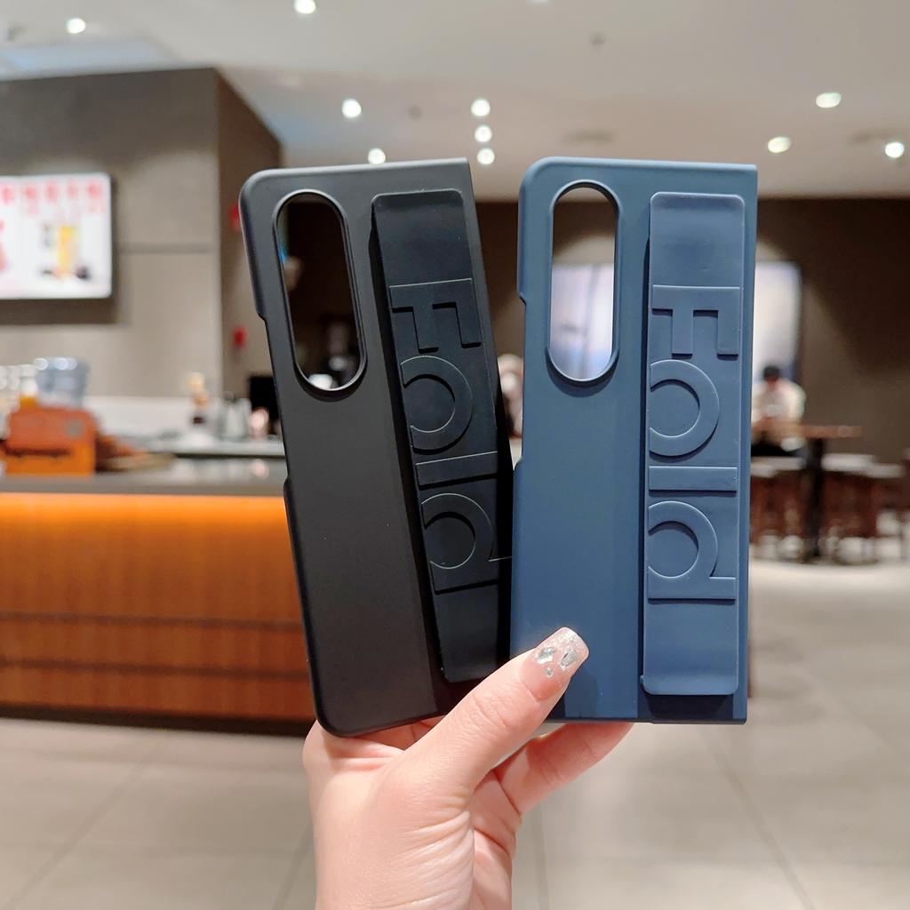 Чехол с ремешком на запястье для Samsung Galaxy Z Fold 3 4 Fold4 Ultimate Skin Feel Protection Handheld Folding Zfold3 Plain Cover