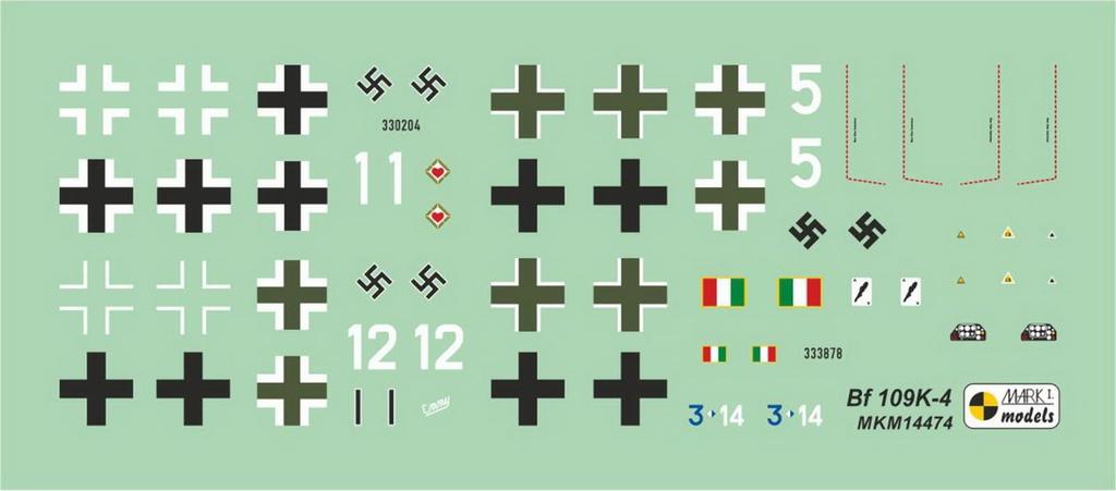 Mark I Plastic Model Kit MKM 144074N 1/144 Bf109K-4 "Kurfürst" (2 kits) (Airplane)