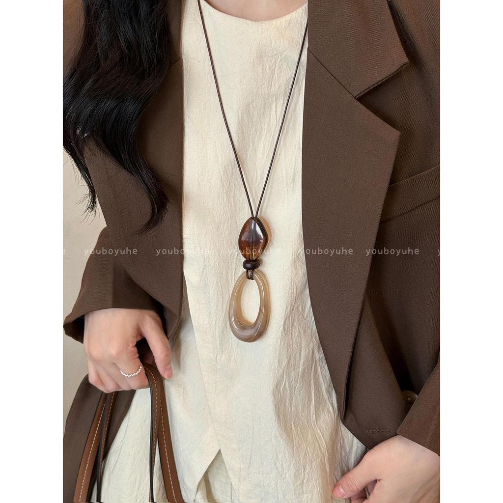 Китайская эстетика, ретро, омбре, длинное ожерелье для женщин - 2025, высококлассная цепочка для свитера, уникальный нишевый дизайн