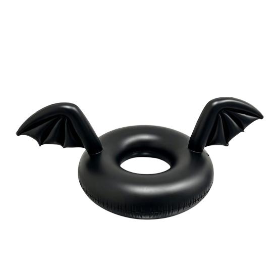 Inflatable Pool Float Creative Bat Wings Decor Black Thickened PVC Swim Ring
