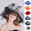(Projector)Women Race Hats Organza Hat with Ruffles Feathers Wedding Party Hat