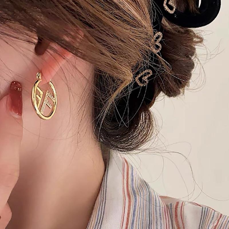 Модные полые круглые серьги-кольца с буквой F, женские персонализированные серьги золотого цвета, темпераментные вечерние ювелирные аксессуары
