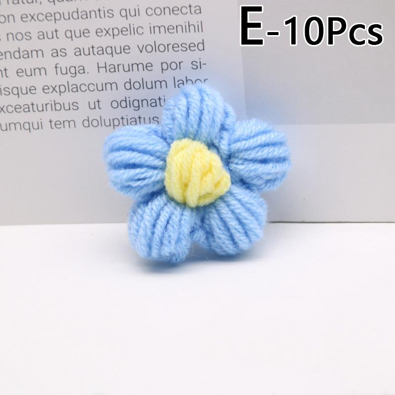 10pcs Hand-knitted Flower Applique Sew On Patches Floral Applique Decor For Clothes Shoes Hats Craft Diy Hair Clip Wedding Decor