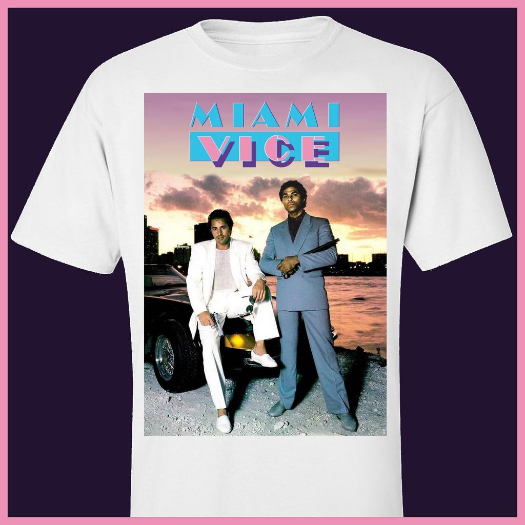 Boy's Casual Cotton Crew Neck T-shirt Miami Vice Tshirt, hit 1980s TV cop show. Crockett & Tubbs. SlimFit.