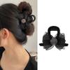 Vintage Black Bow Hair Claw Clips for Women Elegant Crystal Heart Ball Shark Clip Ponytail Holder Hair Accessories