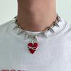 Y2K Heart Rivet Necklace Gothic Punk Style Heart Pendant Necklace for Men Women Exaggerate Jewelry Accessories Gifts