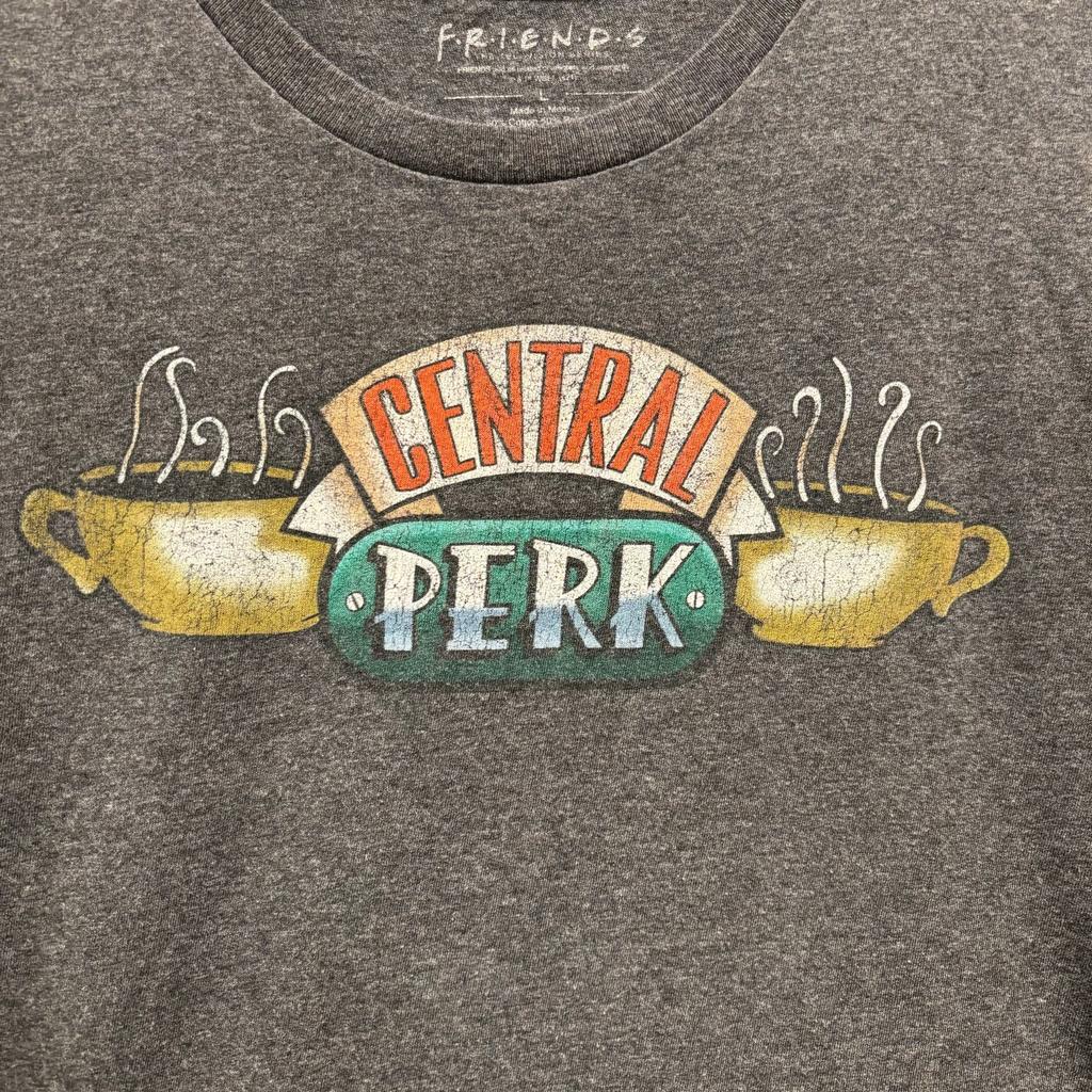 Friends Central Perk Graphic Tee Size L Gray Vintage Style TV Show Comfy Cozy