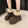 Женские меховые зимние легкие утепленные сноубутсы на толстой подошве из полиуретана, увеличивающие рост, нескользящие, износостойкие, повседневные спортивные хлопковые ботинки