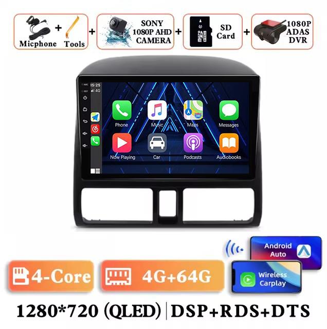 Wireless Carplay Android 14 Auto Car Radio For Honda CR-V CRV 2 2001 2002 2003 - 2006 Multimedia GPS Autoradio 4G WIFI DSP GPS