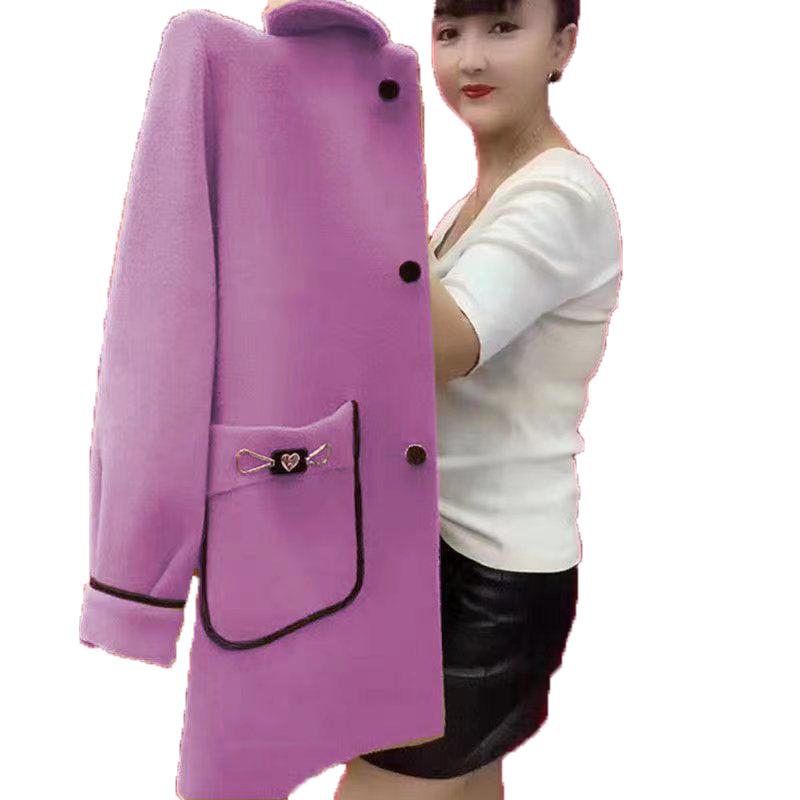 Mid-Length Stylish Imitation Cashmere Wool Coat for Mothers - Autumn/Winter [6602]