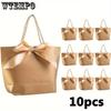 10pcs Gift Bags Small Gift Packaging Bags with Handles Party Favor Bags with Golden Bow Ribbon Paper Gift Wrap Bags Bulk for Birthday Wedding Holiday