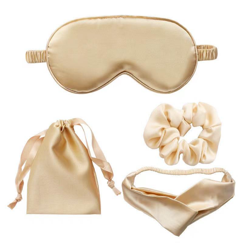 Custom logo Silk Eye Mask and Scrunchie Silk Pillow case 100% Pure Mulberry Silk Pillowcase Set with Bonnet and Headbands