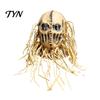 Scary Halloween Scarecrow Masque for Adults, Full Head Horror Latex Headgear Spooky Party Supplies Men Women with Straw Hair, Creepy Cosplay