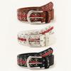 Womens Fashion Rivet Belt Vintage Pin Buckle Rhinestone Inlay Jeans Trendy Waist
