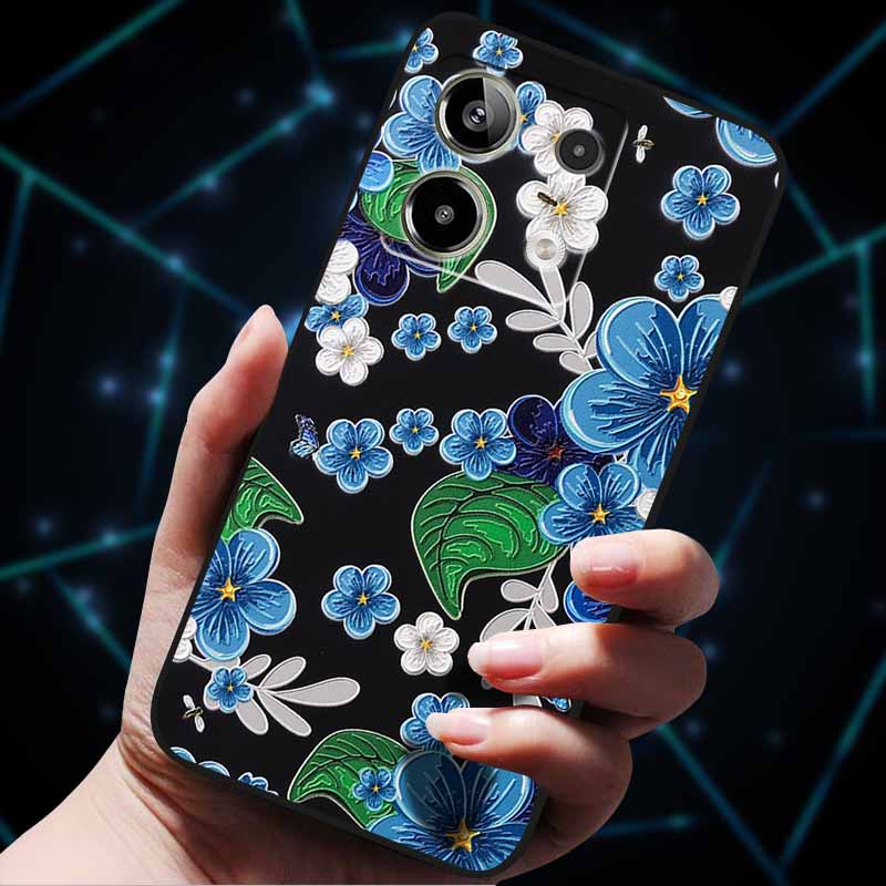 3D Цветочные тисненые чехлы для Redmi Note 13 Чехол Note13Pro 5G Мягкие силиконовые чехлы для телефона для Redmi Note 13 Pro Plus Задняя крышка Сумка