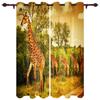 Fun Giraffe Animal Africa Watercolor Window Curtains Curtains for Living Room Decorative Items Living Room
