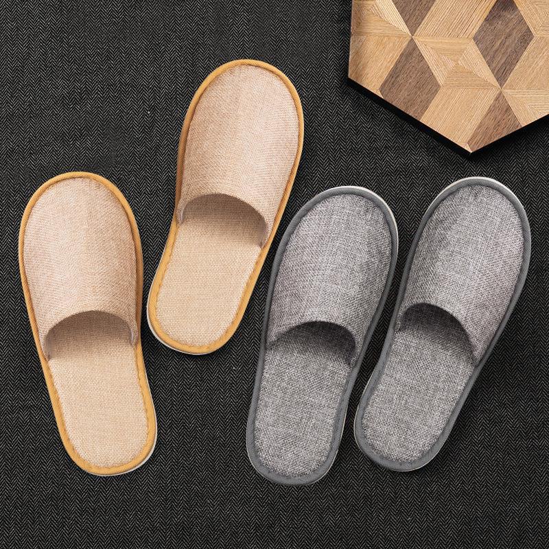 Четырехсезонные нескользящие тапочки из хлопка и льна для отелей и салонов красоты