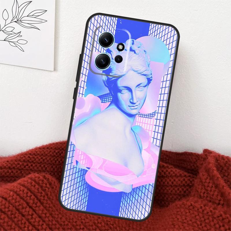 Чехол-статуэтка в стиле ретро-киберпанк «Великая волна» для Xiaomi Redmi Note 14 13 10 11 12 15 Pro Plus Чехол для Redmi 15 14C 12C 10C 13C 15C