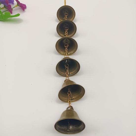 Vintage Hanging Wind Chime Weather-proof Metal Wind Bell Cluster with Chain Retro Outdoor Garden Patio 6/9 Bells Hanging Decoration Ornament