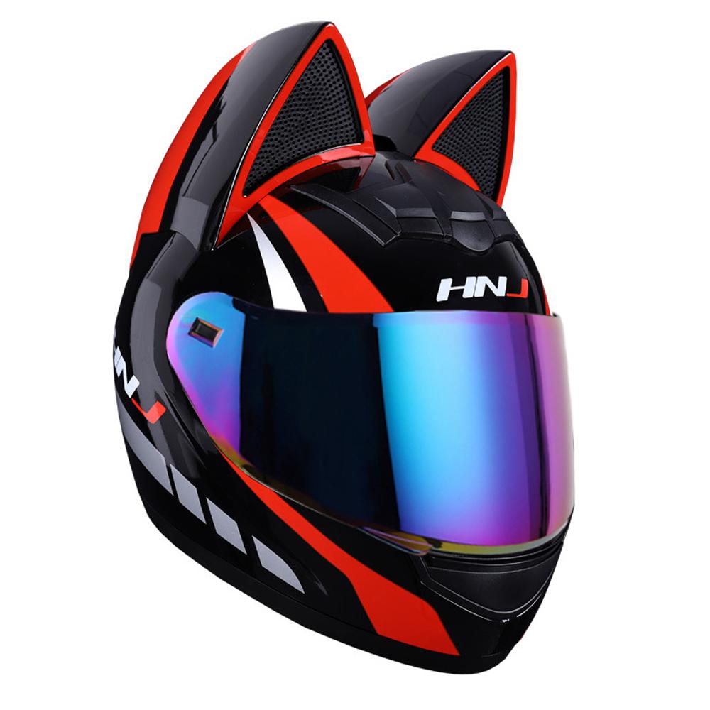 HNJ Мотоциклетный шлем Casco Moto Шлем для бездорожья Съемные кошачьи ушки Четыре сезона Дышащий Мотокросс Мотоциклетный шлем Мужской Женский