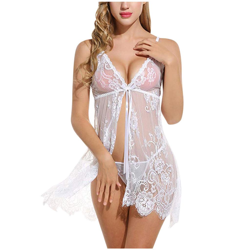 Women Fun Elegant Fashion Sexy Sling Lingerie Lace Gauze Underwear Suit