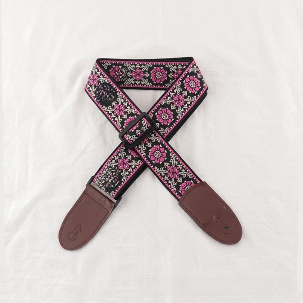 Multi-Color Guitar Strap Embroidery Adjustable Neck Strap Durable Bass Strap for Bass Guitar