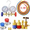 R134a Air Conditioning Pressure Gauge with Hose and Hook 3 Way AC Diagnostic Manifold Gauge Set Freon For R12 R22 R404A R134a