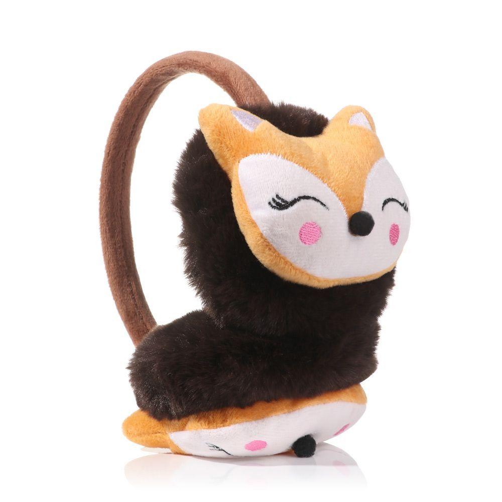 Men Women Adjustable Soft Cartoon Fox Thick Warm Earmuffs Ear Protection Ear Warmers Ear Cover