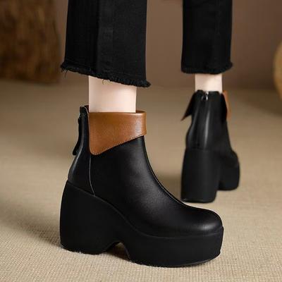 Женские ботильоны на платформе, брендовые туфли на высоком каблуке из мягкой кожи, тренд 2025 года, массивные офисные туфли-лодочки Botas Mujer