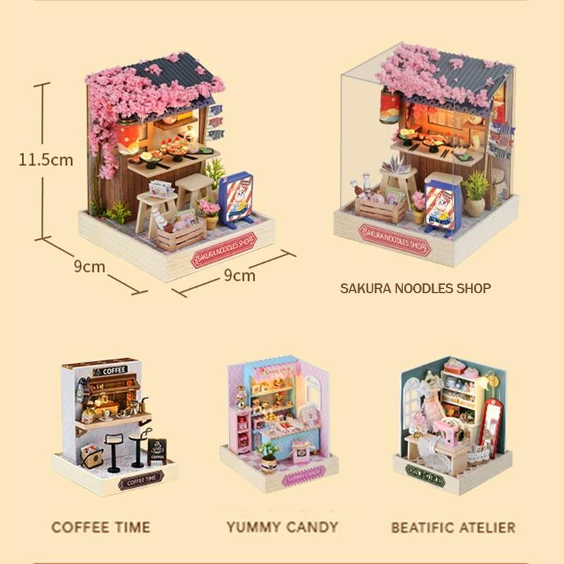 Миниатюрный кукольный домик DIY, небольшой комплект для дома, игрушки для комнаты, украшения для дома, спальни с мебелью, деревянные ремесленные кукольные домики