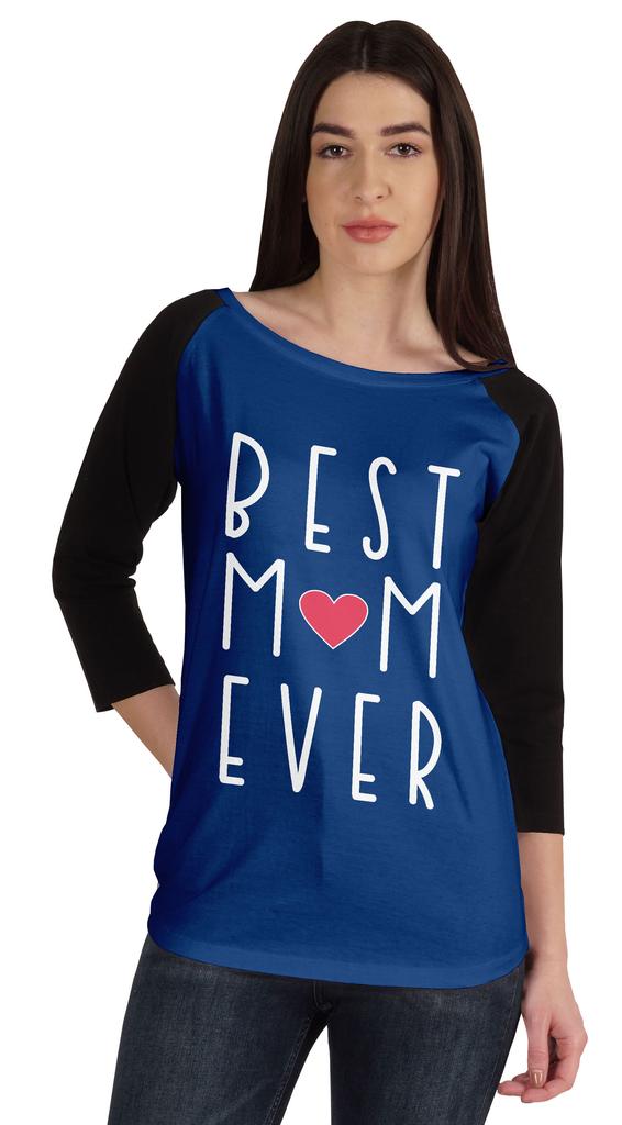 Inkmeso Best Mom Ever Tshirt Raglan Sleeve Mother  s Day Gift Tops Moms Shirt