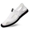 Genuine Leather Men Casual Shoes Luxury Sandals  Mens Loafers Moccasins Breathable Slip On Driving White Shoe Man Breathable