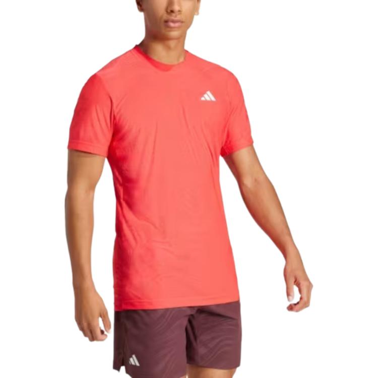 Adidas Футболка Tennis Climacool FreeLift FLFT Pro Series, удобная, простая, с круглым вырезом, коротким рукавом, мужские топы, полупрозрачная, красная JE3508