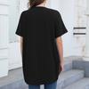 Женская повседневная однотонная свободная футболка с круглым вырезом и короткими рукавами большого размера с карманами