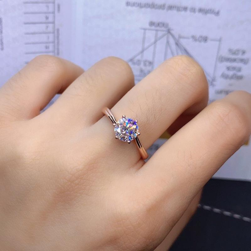 BELLA BOX Восемь сердец и восемь стрел 1 карат 6,5 мм круглое белое кольцо формы для женщин циркон помолвка изысканные великолепные ювелирные изделия в подарок