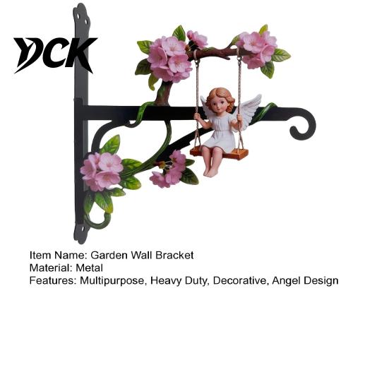 Plant Lover Garden Accessories Swing Angel Hanger, Cute Girl Wall Mount Bracket, Decorative Bird Feeder Hanger Metal Hook for Hanging Flower