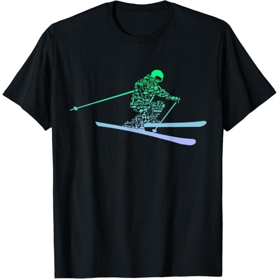 Футболка с иконкой лыжника Silhouette Ski Icon Tshirt for Skiier _ Ski Boys Skiing T-Shirt