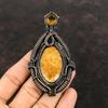 Fossil Coral Pendant Copper Wire Wrapped Pendant Citrine Pendant Gemstone Copper Jewelry Handmade Designer Pendant Gift For Her Wire Jewelry