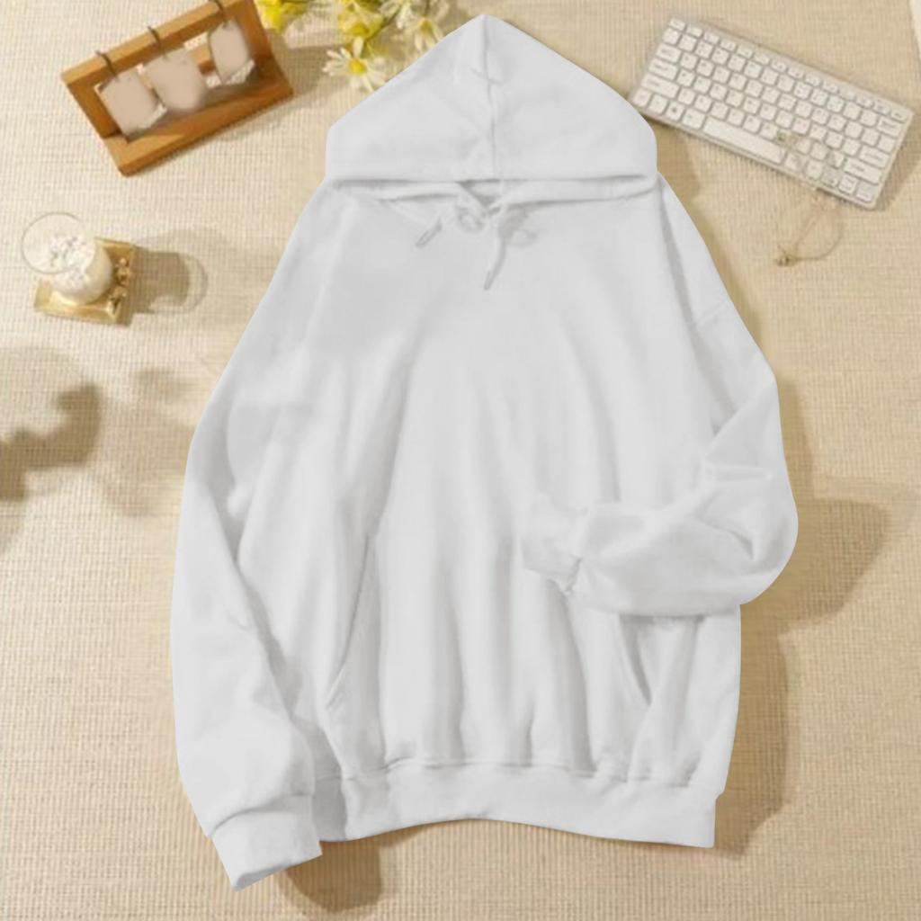 Женская повседневная и модная однотонная теплая рубашка с длинными рукавами и капюшоном, свободная и удобная толстовка