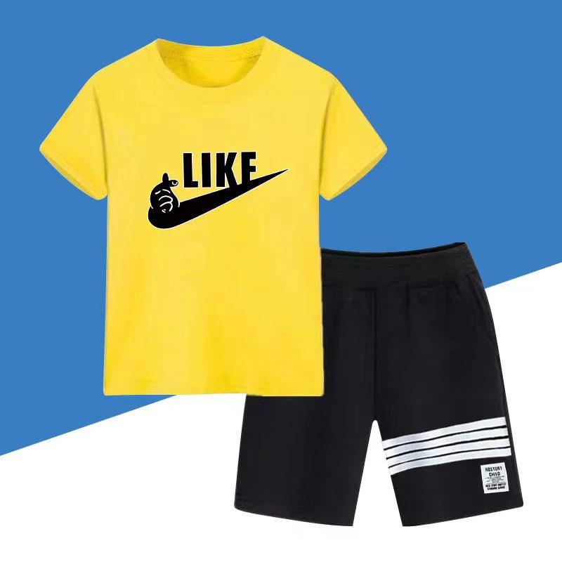 Летний комплект одежды для мальчиков, детские футболки и шорты с буквенным принтом для девочек, комплект из 2 предметов, детская спортивная одежда, верх и низ, спортивные костюмы